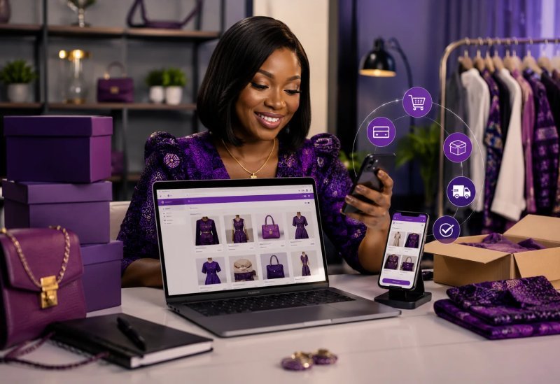 Boutique e-commerce claire avec catalogue, panier et paiement