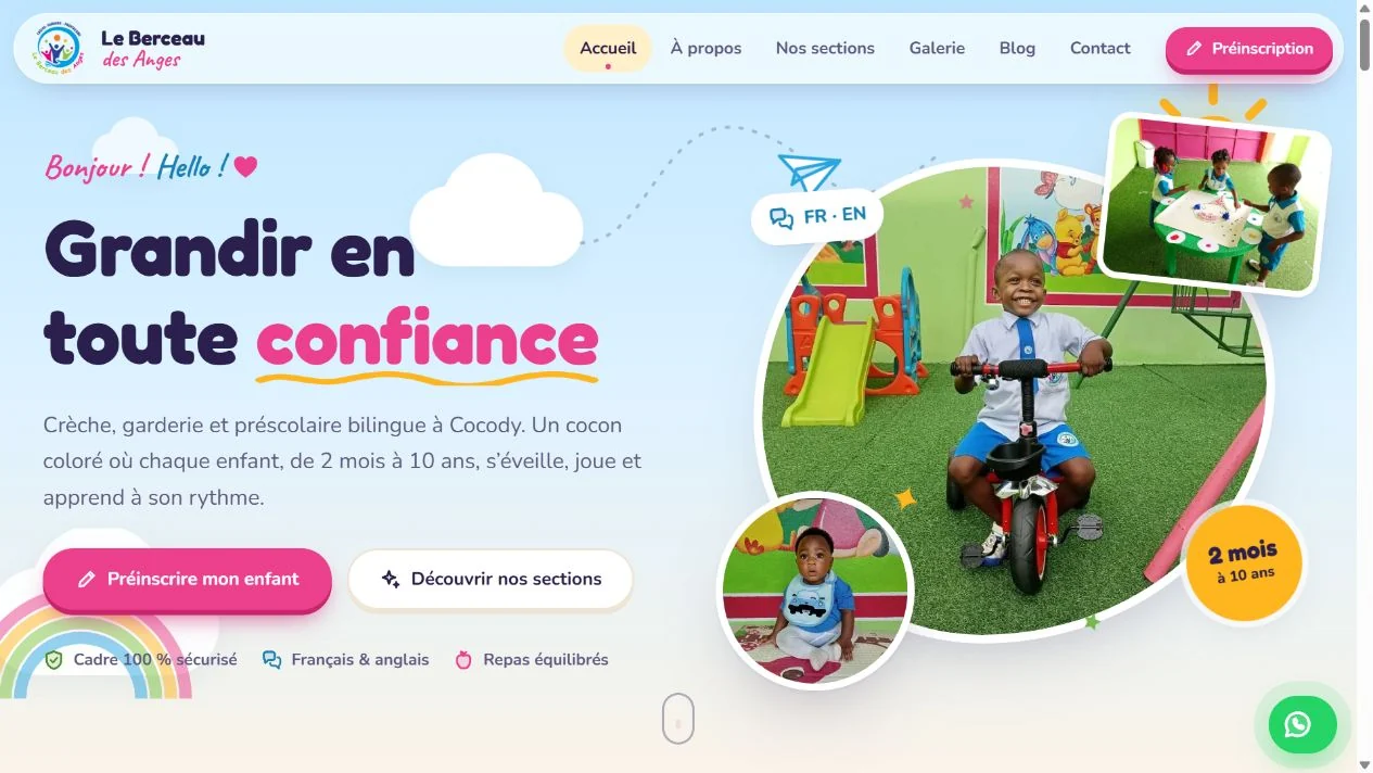Site web Le Berceau des Anges