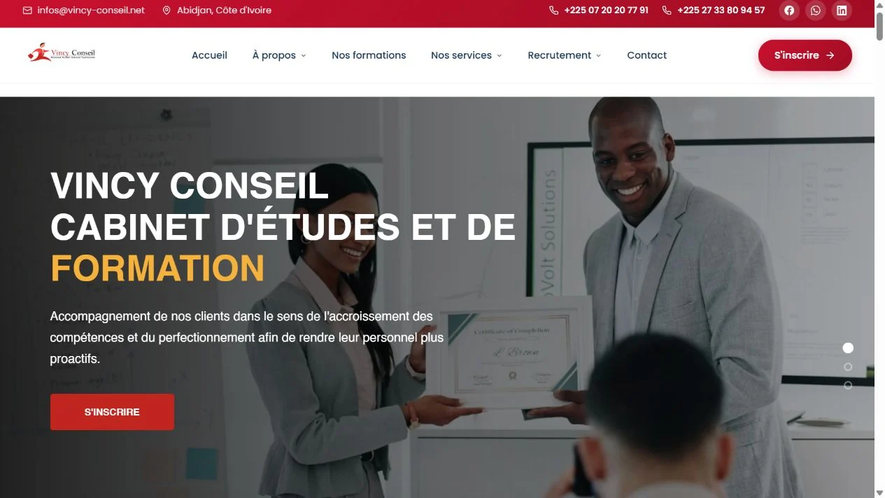 Site web Vincy Conseil